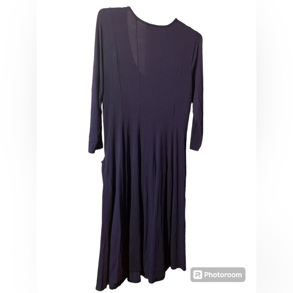 Euc 18/20 Ashley Stewart Navy Blue flowy A Line dress with front pockets! - Picture 3 of 5